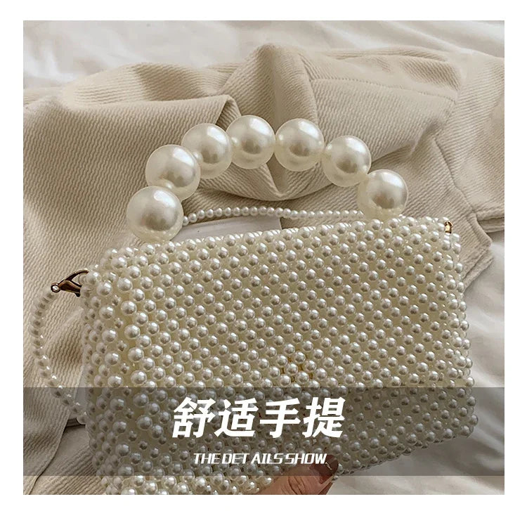 Mala de Ombro com Corrente de Pérolas, Estilo Elegante