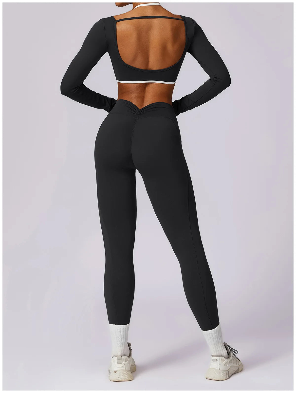 Conjunto de 2 Peças para Ginásio, Sem Costas, com Leggings de Corrida, Top de Fitness