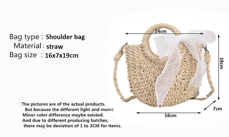 Bolsas de Palha Femininos Verão Feito à Mão Bolsa de Vime