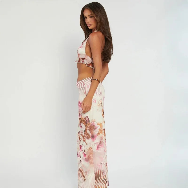 Conjunto Sexy, Top Halter Estampado Floral, Sexy