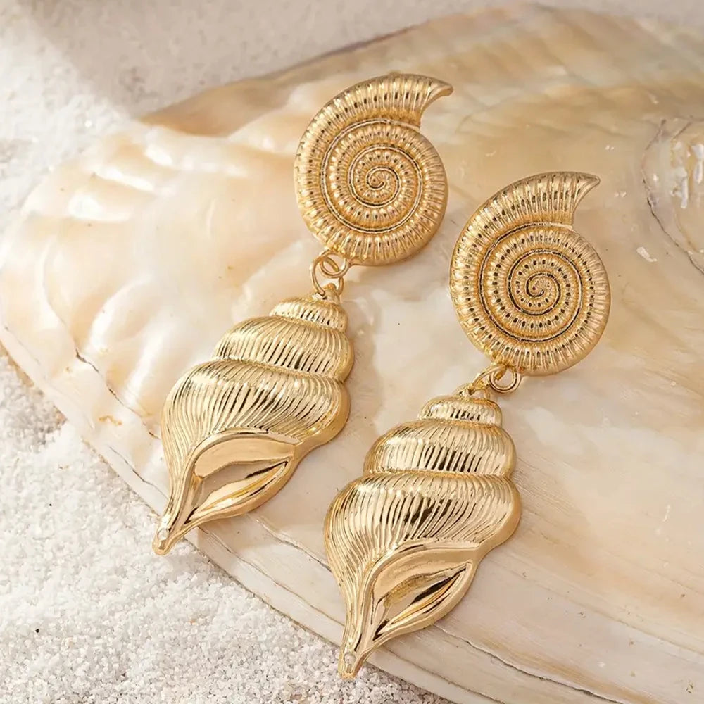 Brincos de conchas retro estilo oceânico