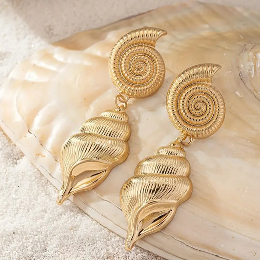 Brincos de conchas retro estilo oceânico