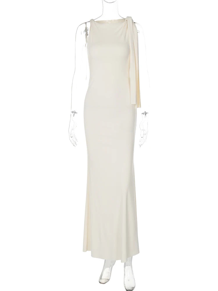Vestido Longo e Justo, com Decote Redondo, Sem Mangas, Sexy e Elegante