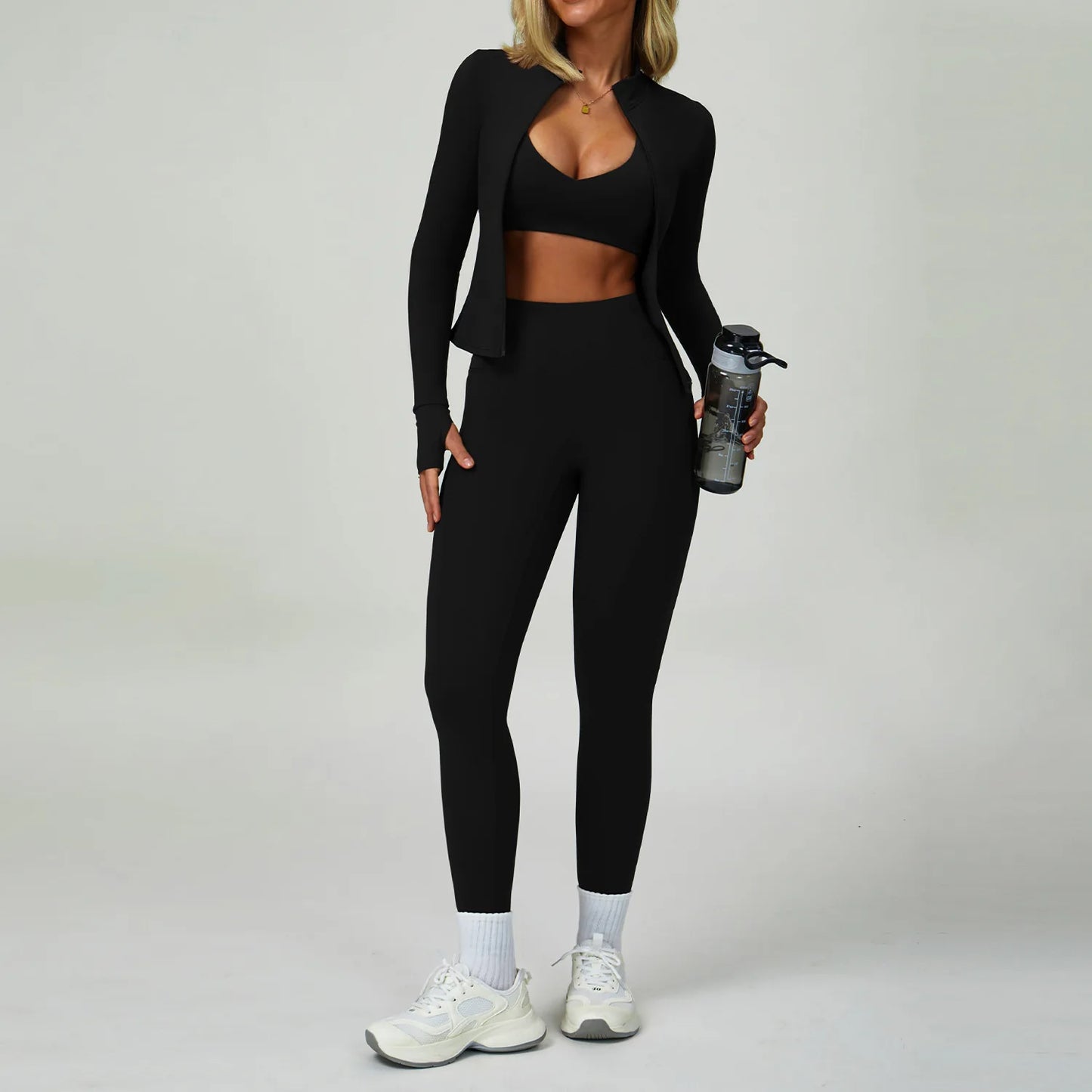 Conjunto de Yoga 2-3 Peças  — Leggings ou Calções de Cintura Alta