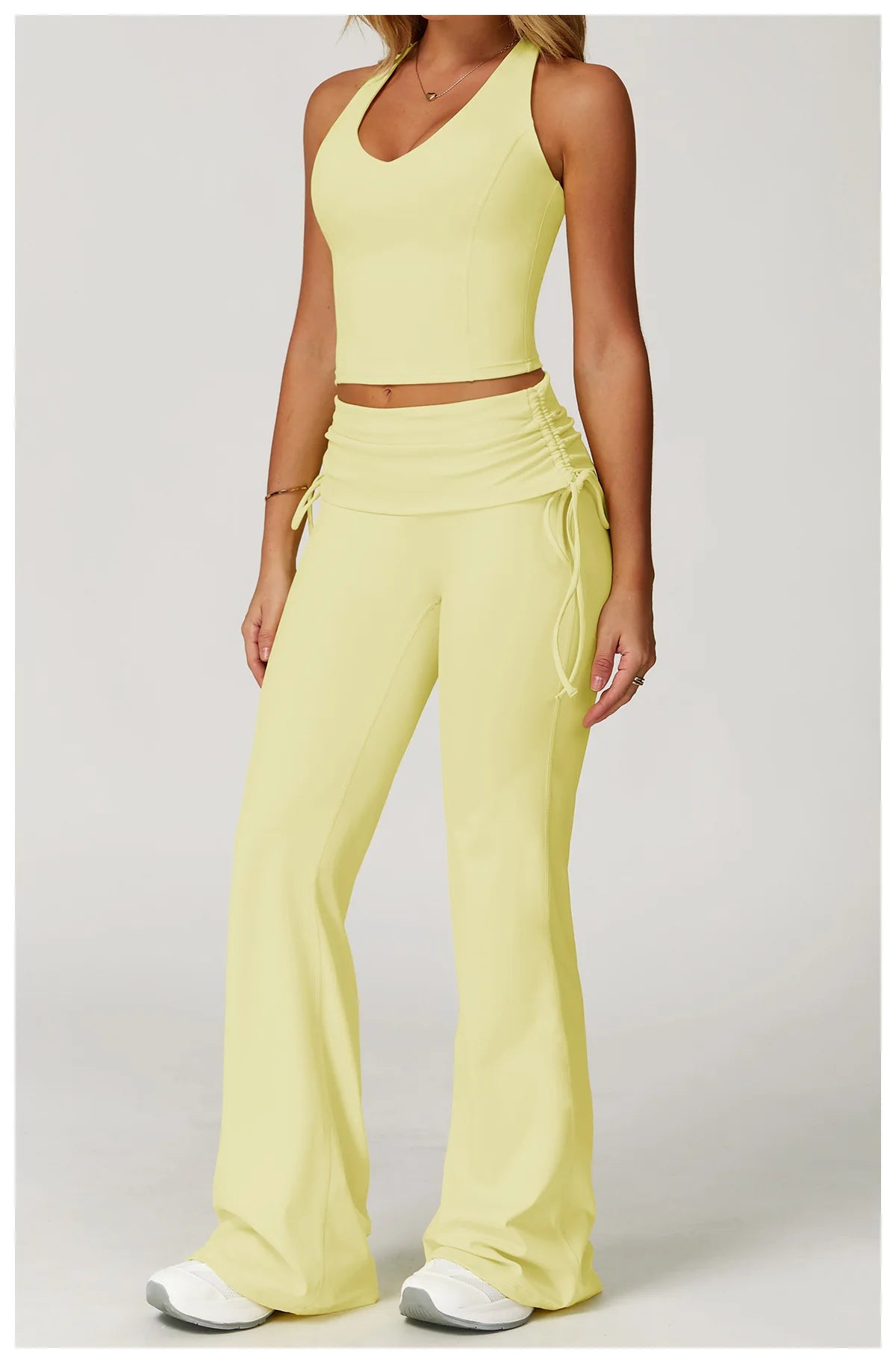 Conjunto de Yoga 2 Peças com Leggings de Cintura Alta, Sutiã Desportivo