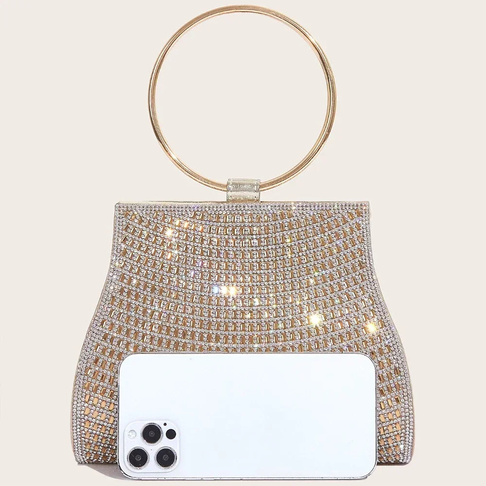 Mala com Alça de Corrente, Bolsa de Ombro Brilhante