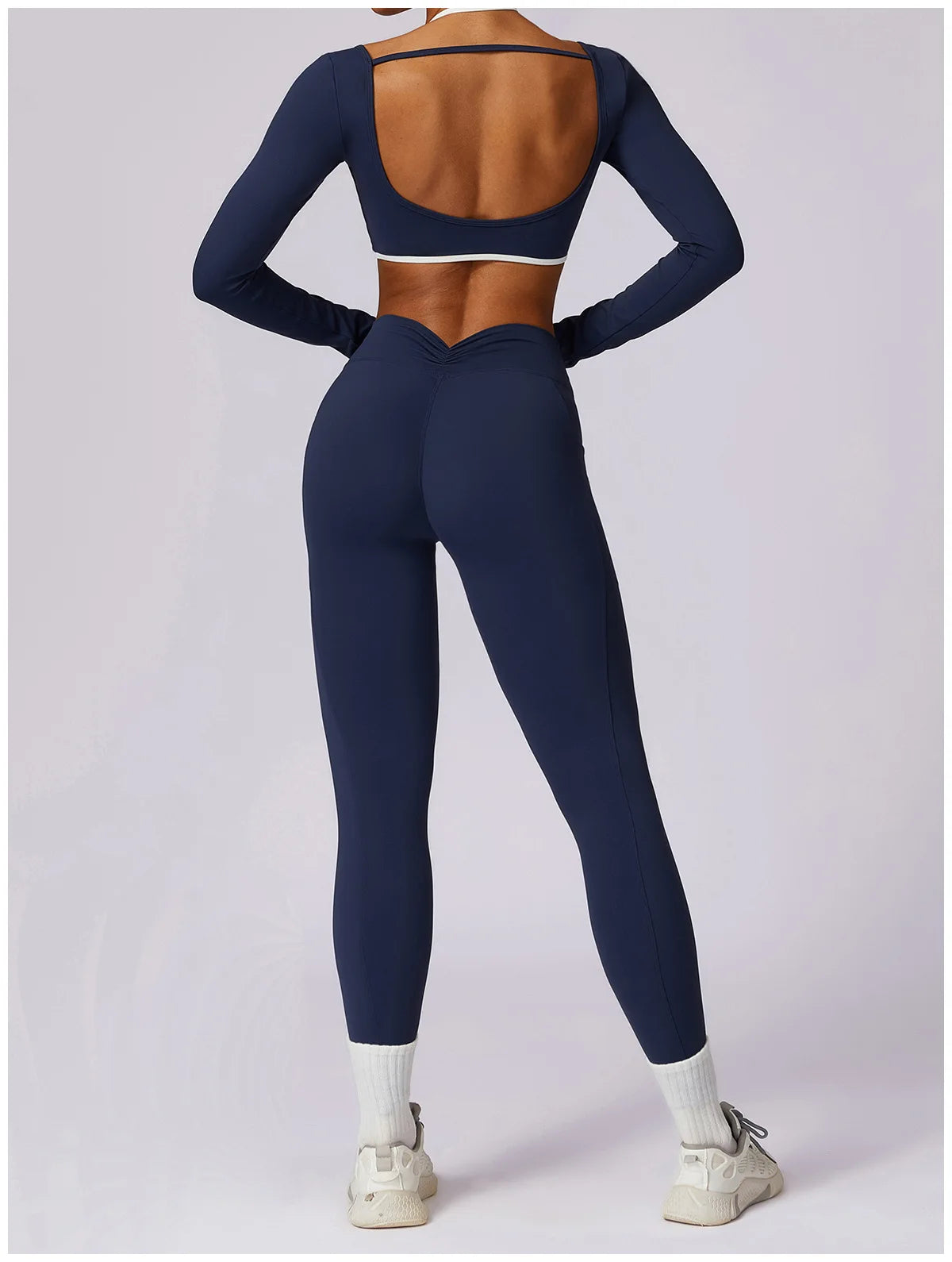 Conjunto de 2 Peças para Ginásio, Sem Costas, com Leggings de Corrida, Top de Fitness