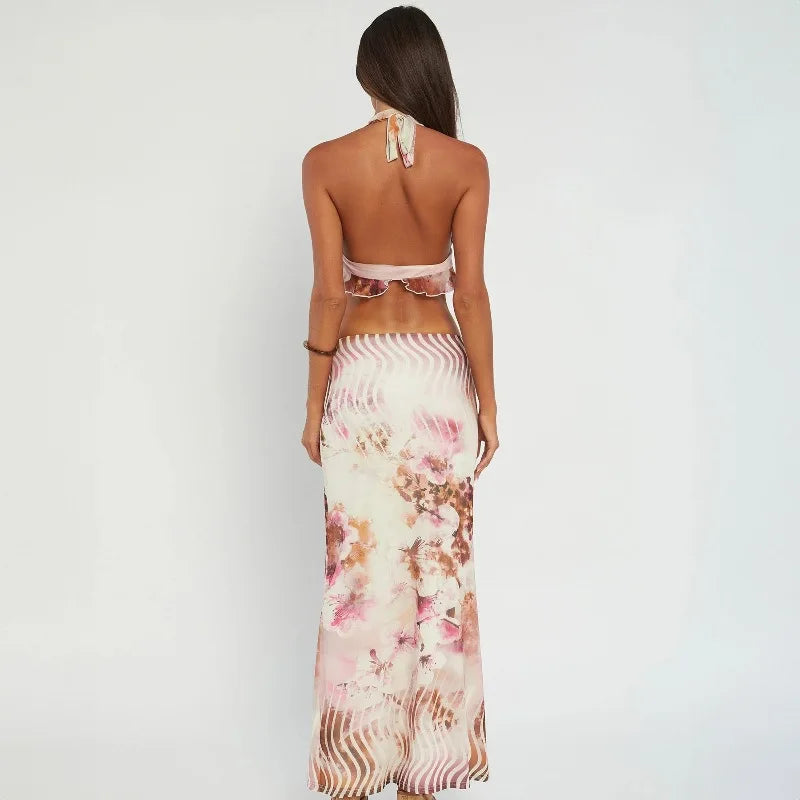 Conjunto Sexy, Top Halter Estampado Floral, Sexy