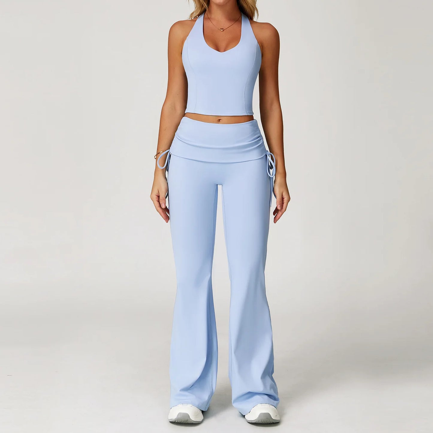 Conjunto de Yoga 2 Peças com Leggings de Cintura Alta, Sutiã Desportivo