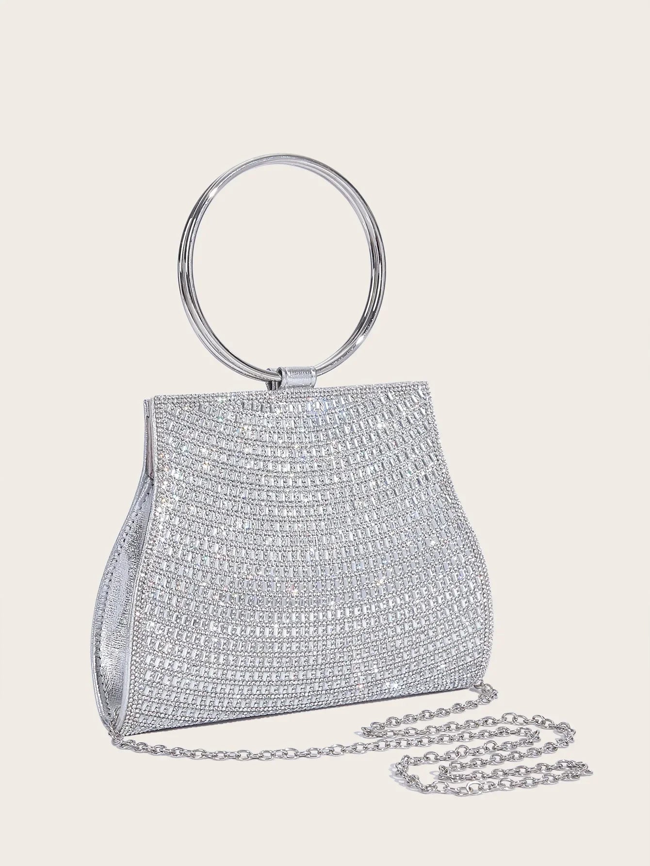 Mala com Alça de Corrente, Bolsa de Ombro Brilhante