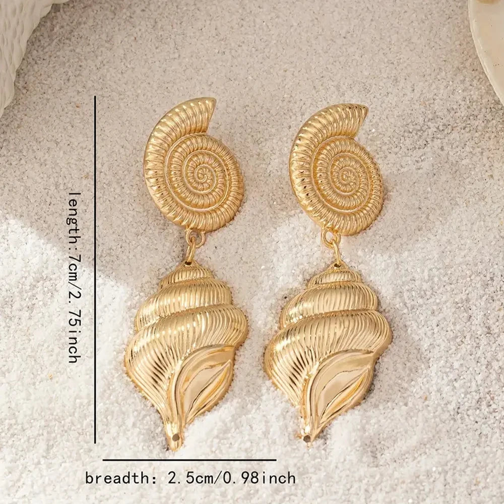 Brincos de conchas retro estilo oceânico