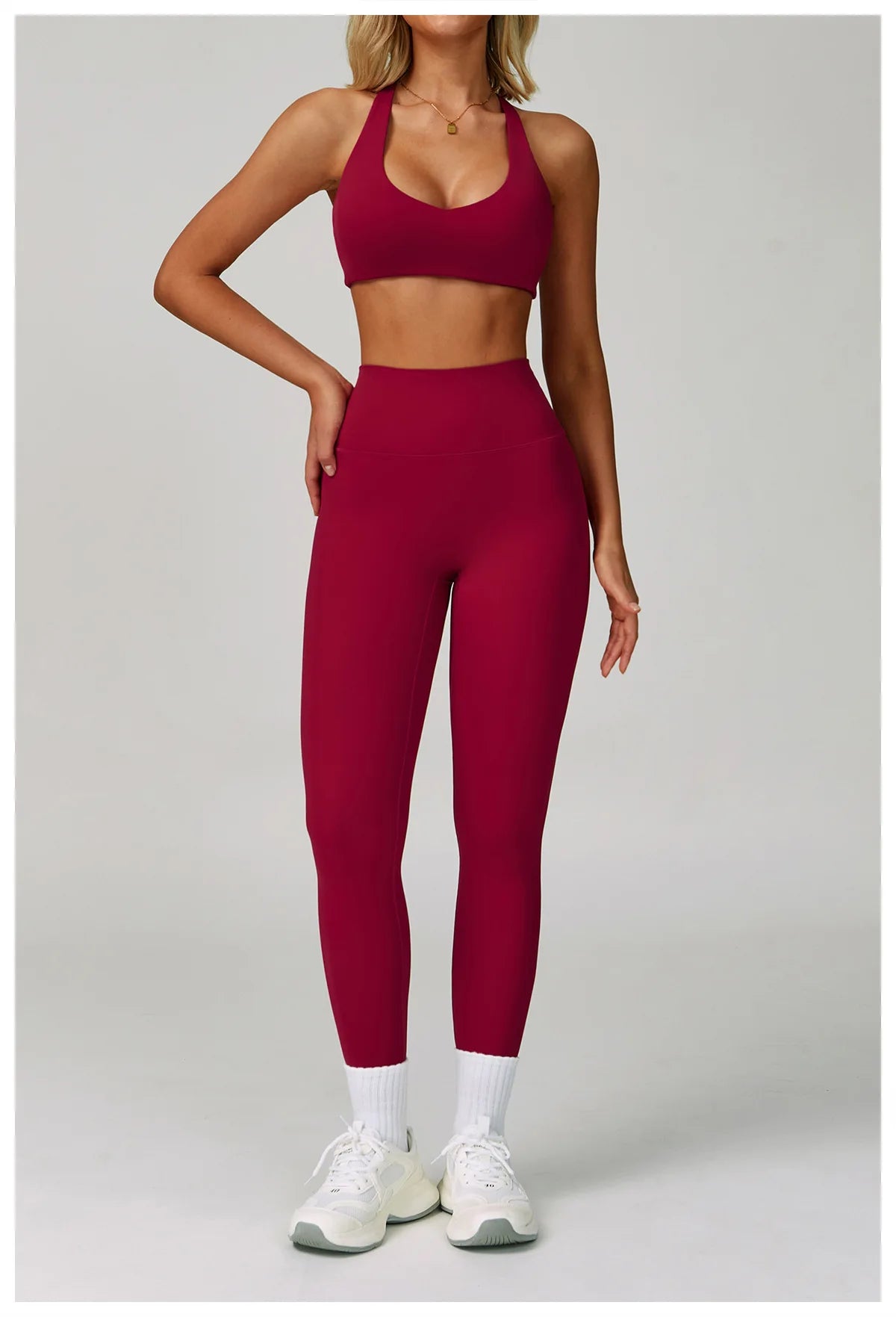 Conjunto de Yoga 2-3 Peças  — Leggings ou Calções de Cintura Alta