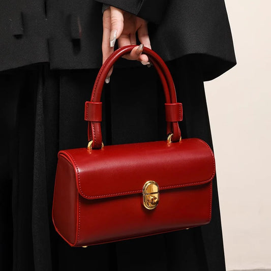 Mala Vermelha de Ombro, Estilo Coreano, Elegante e Retrô