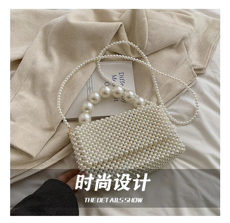 Mala de Ombro com Corrente de Pérolas, Estilo Elegante