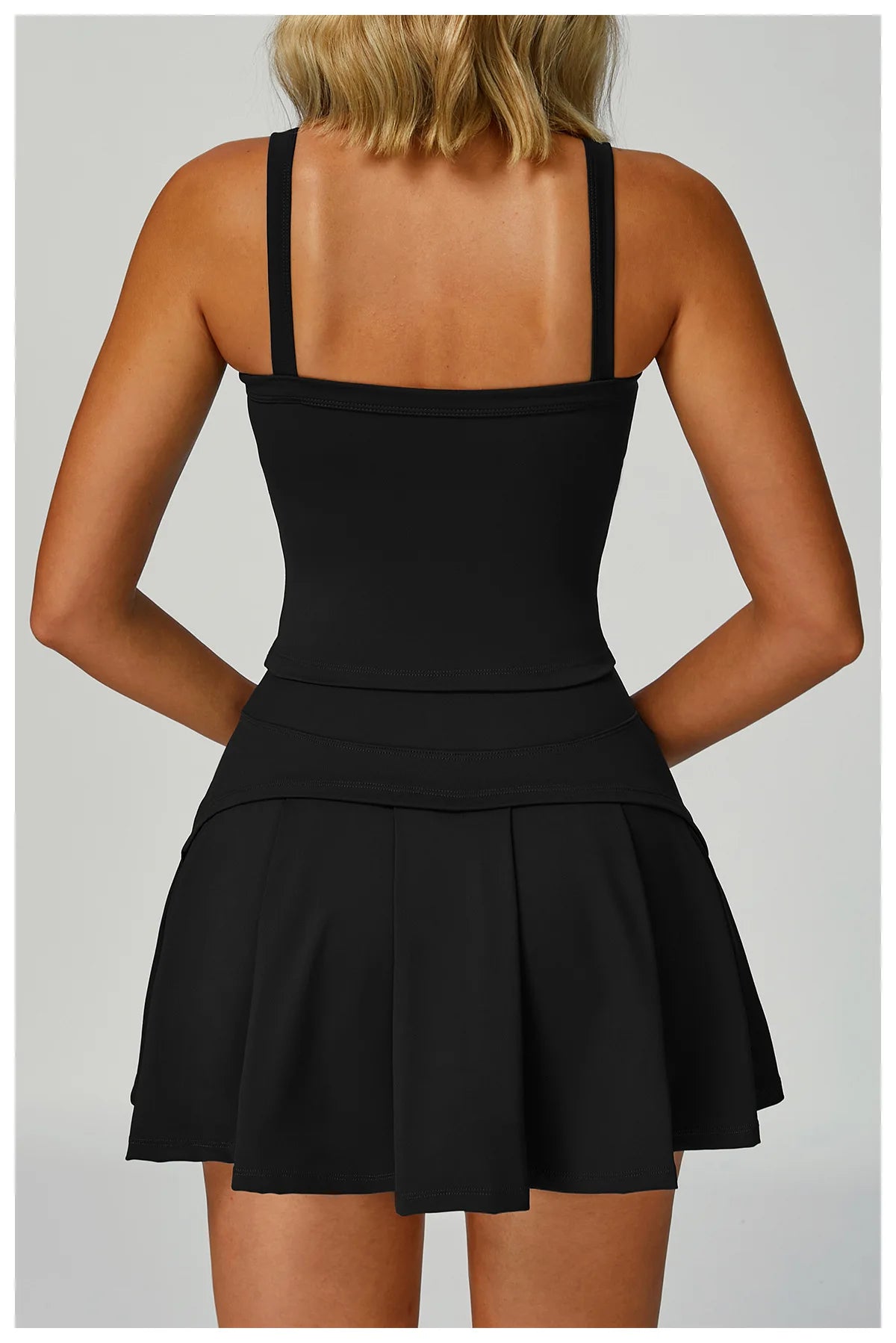 Conjunto de Yoga de 2 Peças com Saia-Shorts de Cintura Alta, para Ginásio