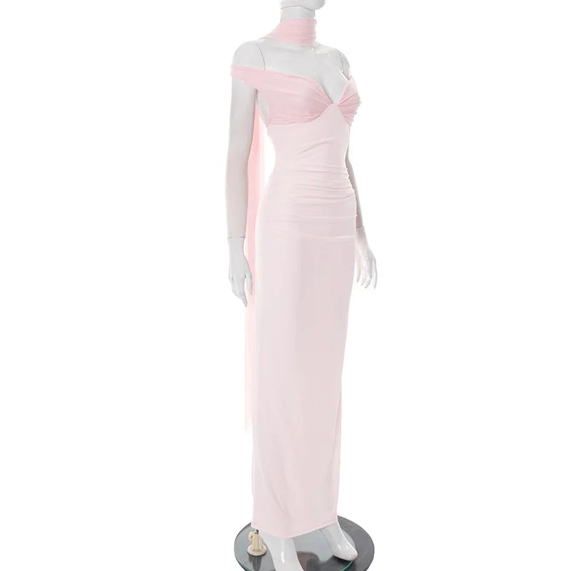 Vestido Justo Longo, Elegante, Ombros Descobertos, Sem Costas, Elegante