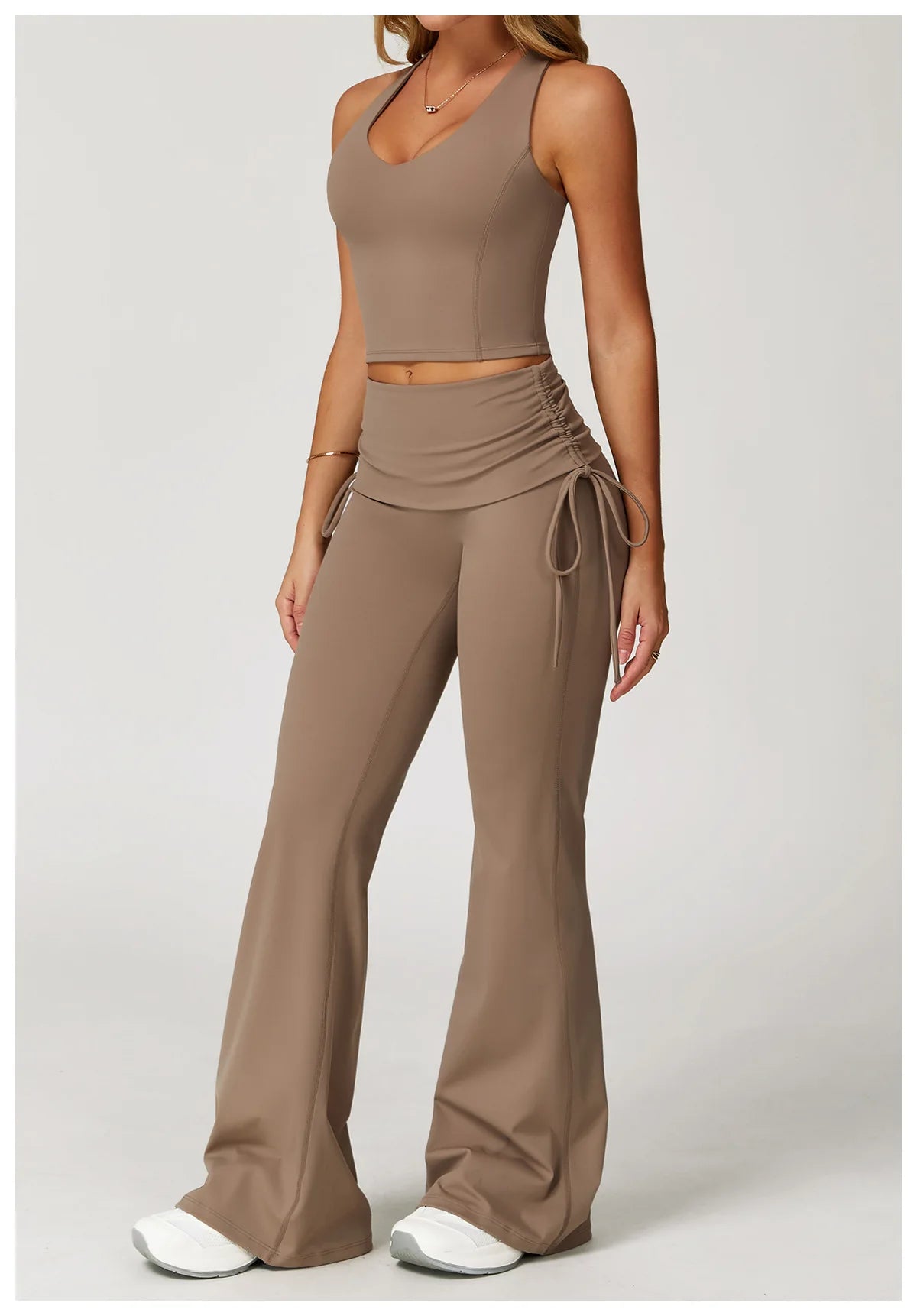 Conjunto de Yoga 2 Peças com Leggings de Cintura Alta, Sutiã Desportivo
