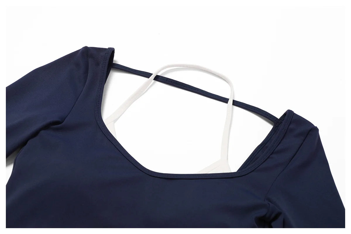 Conjunto de 2 Peças para Ginásio, Sem Costas, com Leggings de Corrida, Top de Fitness