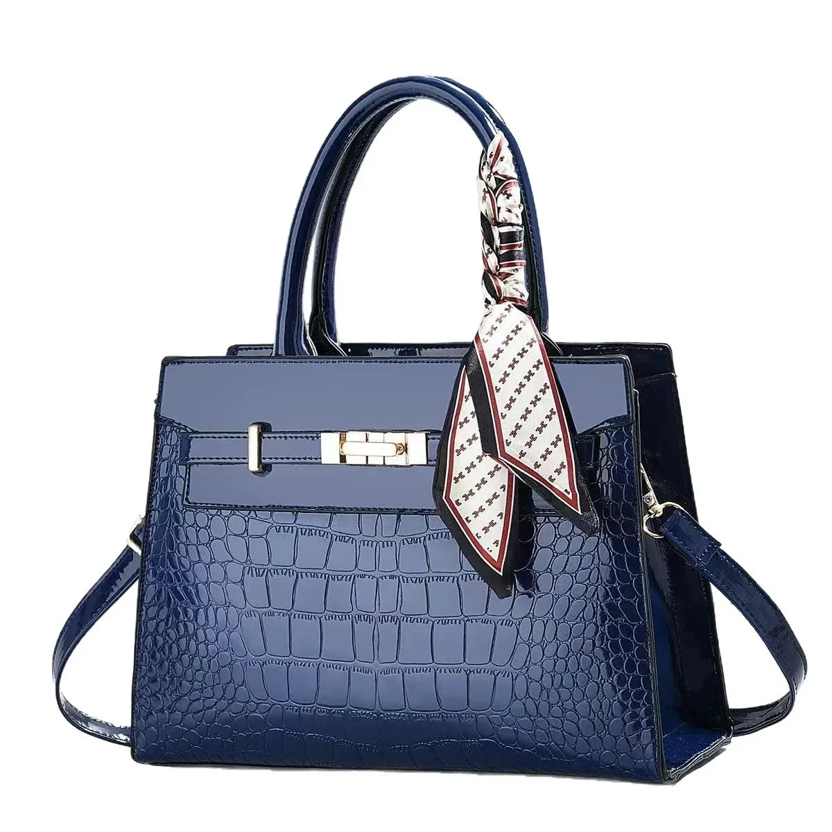 Mala de Mão com Padrão Crocodilo, Estilo Moderno e Elegante