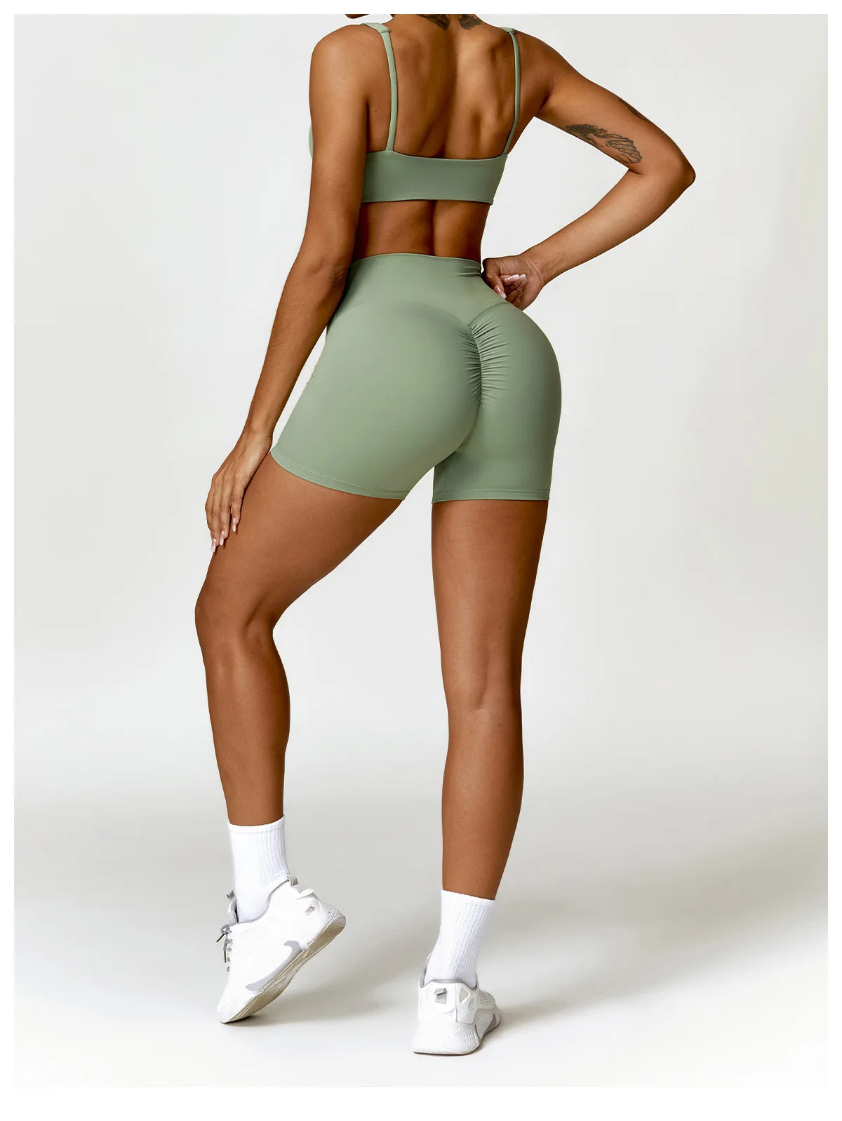 Fato de Treino  2 Peças com Leggings de Ginásio, Top Curto de Manga Comprida