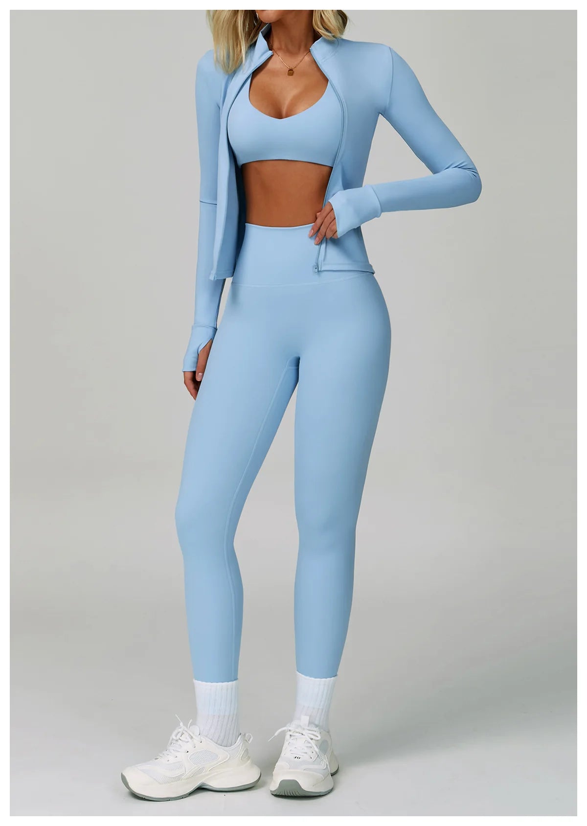 Conjunto de Yoga 2-3 Peças  — Leggings ou Calções de Cintura Alta