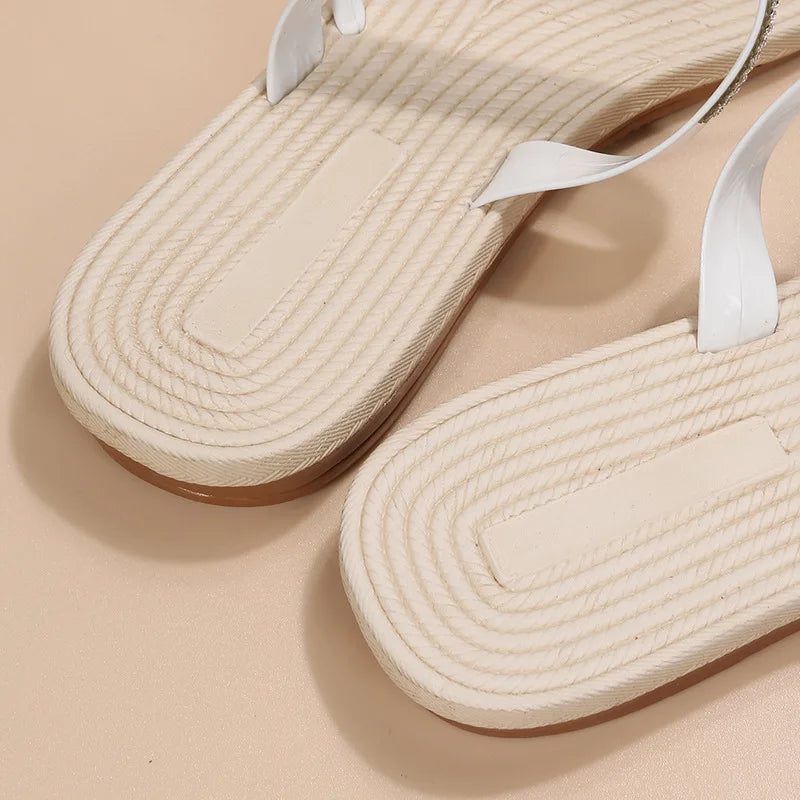 Chinelos , com Flor de Strass, Planos, Tipo “Clip Toe”, Confortáveis