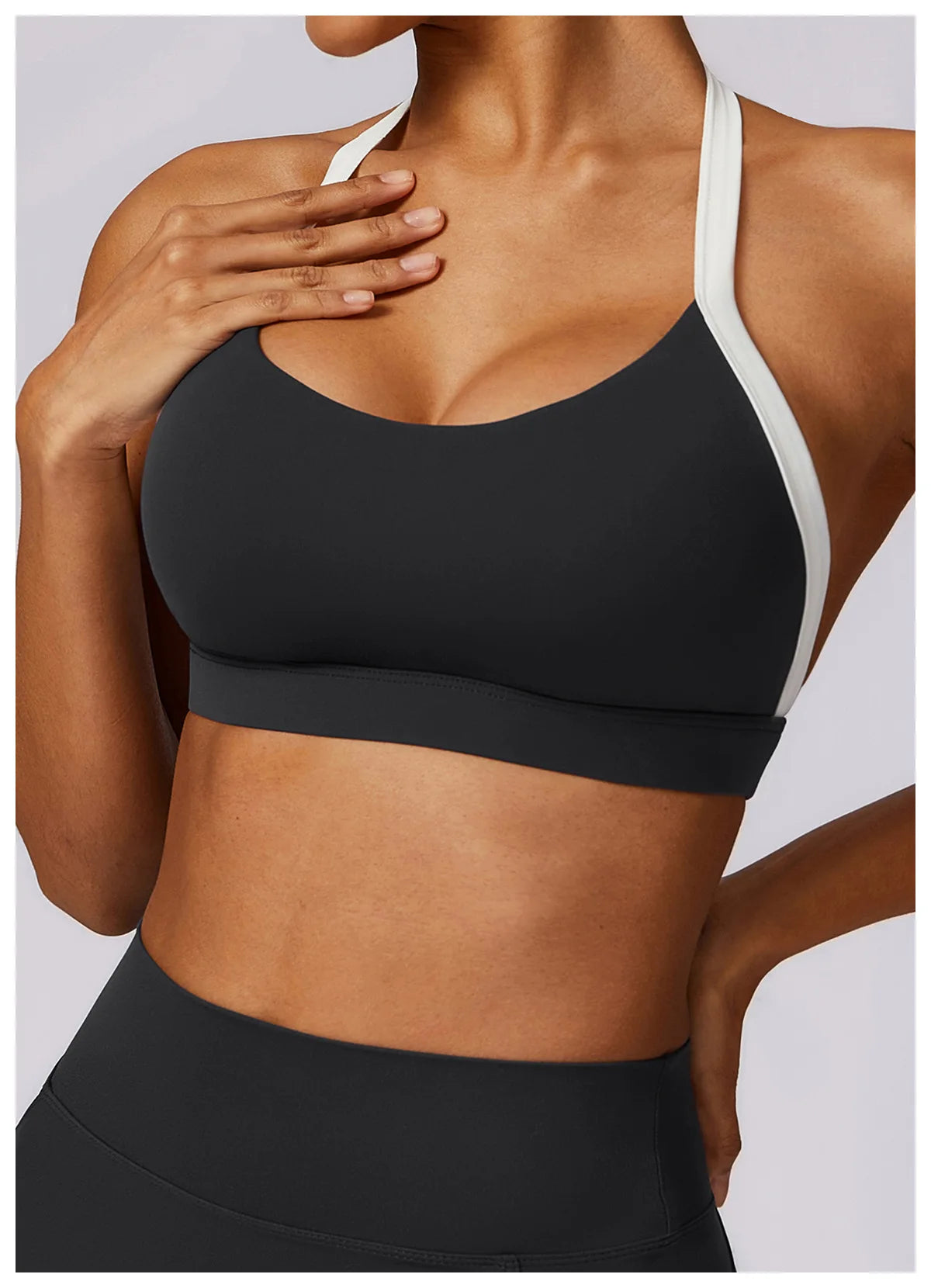 Conjunto de 2 Peças para Ginásio, Sem Costas, com Leggings de Corrida, Top de Fitness