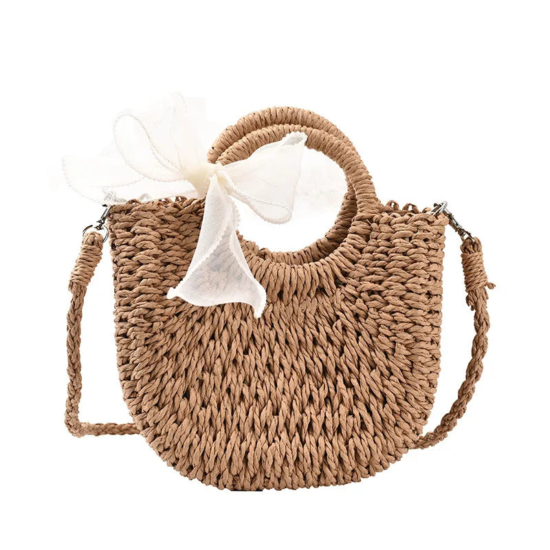 Bolsas de Palha Femininos Verão Feito à Mão Bolsa de Vime
