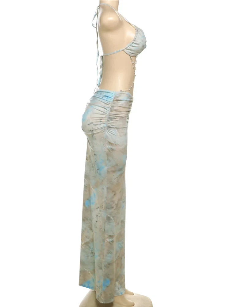 Vestido Sexy, Maxi Justo, Estilo Praia, Franzido Vazado