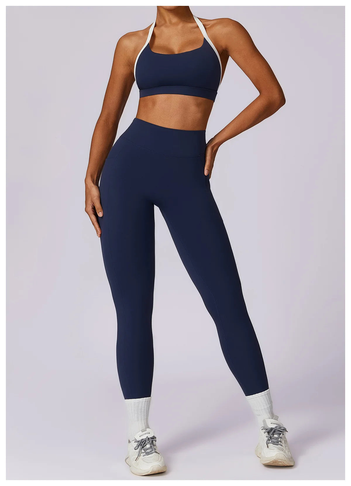 Conjunto de 2 Peças para Ginásio, Sem Costas, com Leggings de Corrida, Top de Fitness