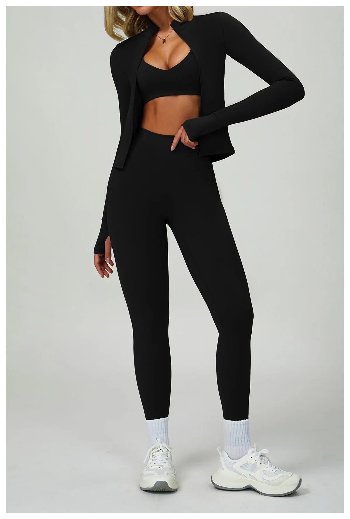 Conjunto de Yoga 2-3 Peças  — Leggings ou Calções de Cintura Alta