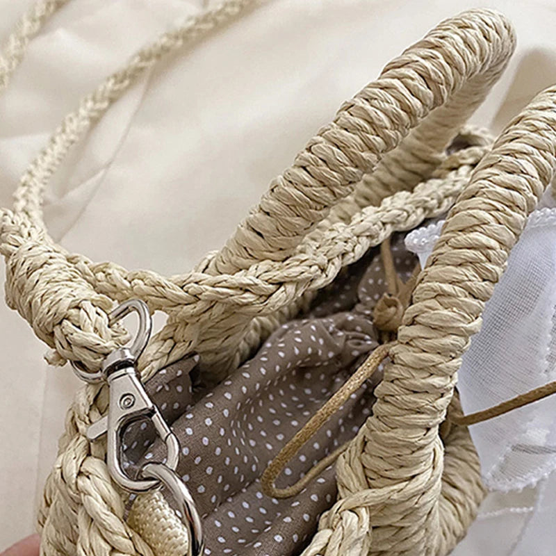 Bolsas de Palha Femininos Verão Feito à Mão Bolsa de Vime