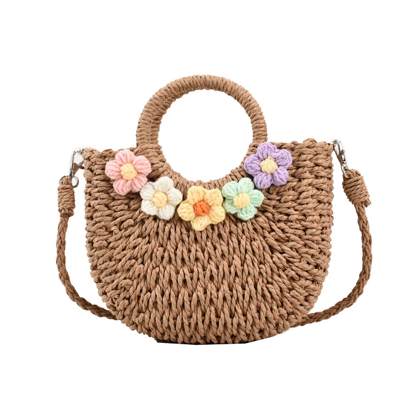 Bolsas de Palha Femininos Verão Feito à Mão Bolsa de Vime