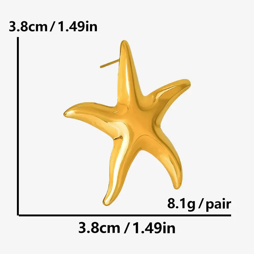 Brincos Dourados design de conchas e Estrelas