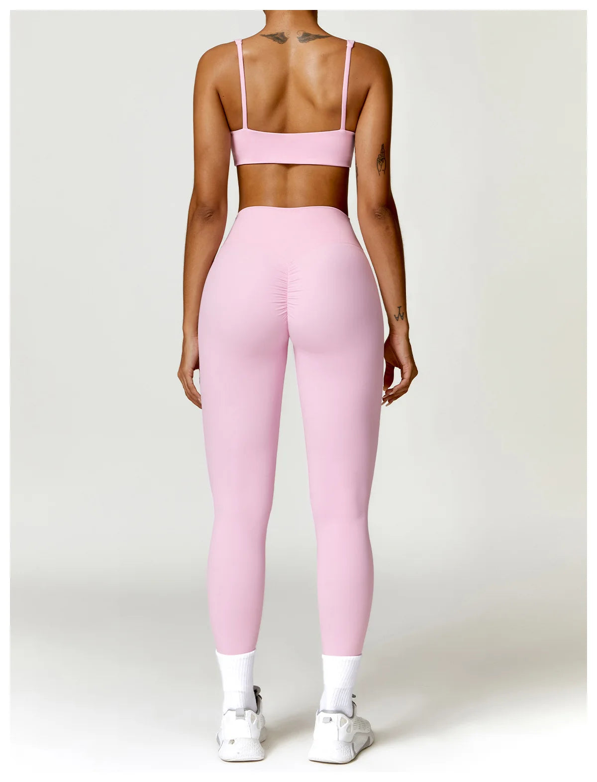 Fato de Treino  2 Peças com Leggings de Ginásio, Top Curto de Manga Comprida