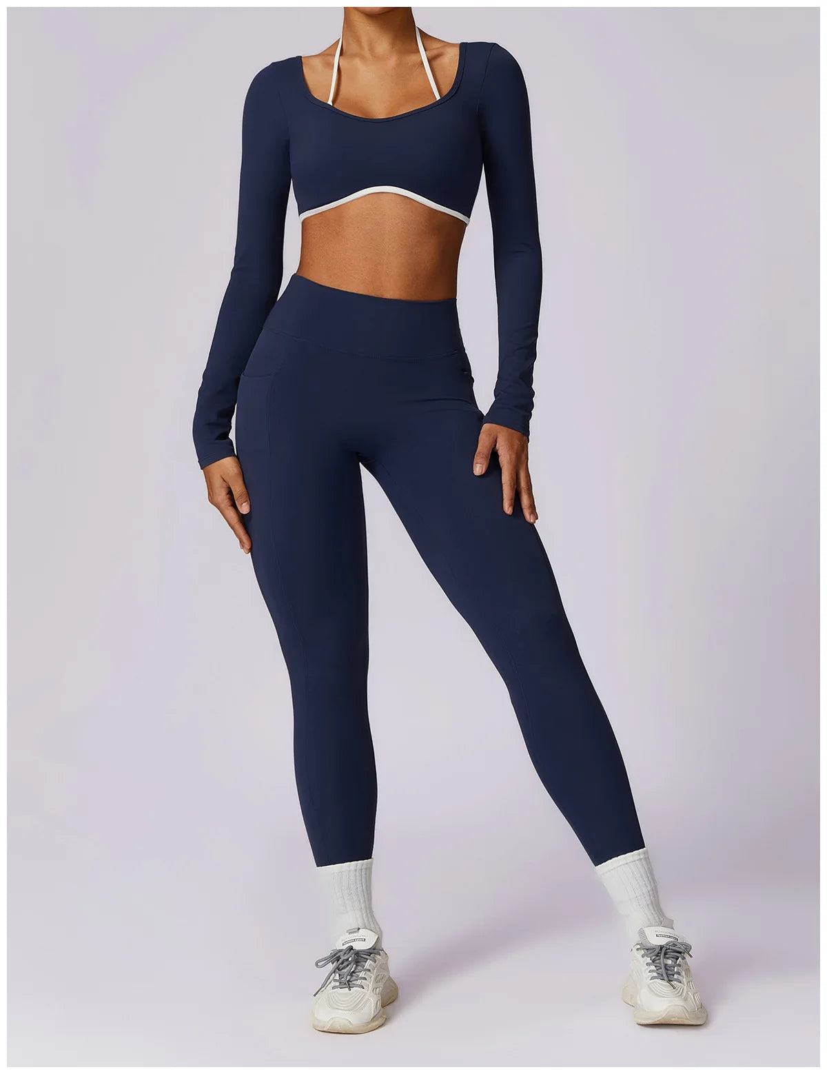 Conjunto de 2 Peças para Ginásio, Sem Costas, com Leggings de Corrida, Top de Fitness
