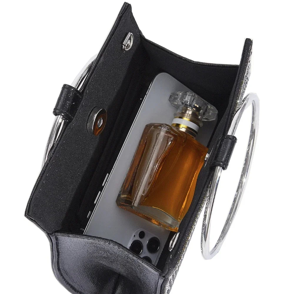 Mala com Alça de Corrente, Bolsa de Ombro Brilhante