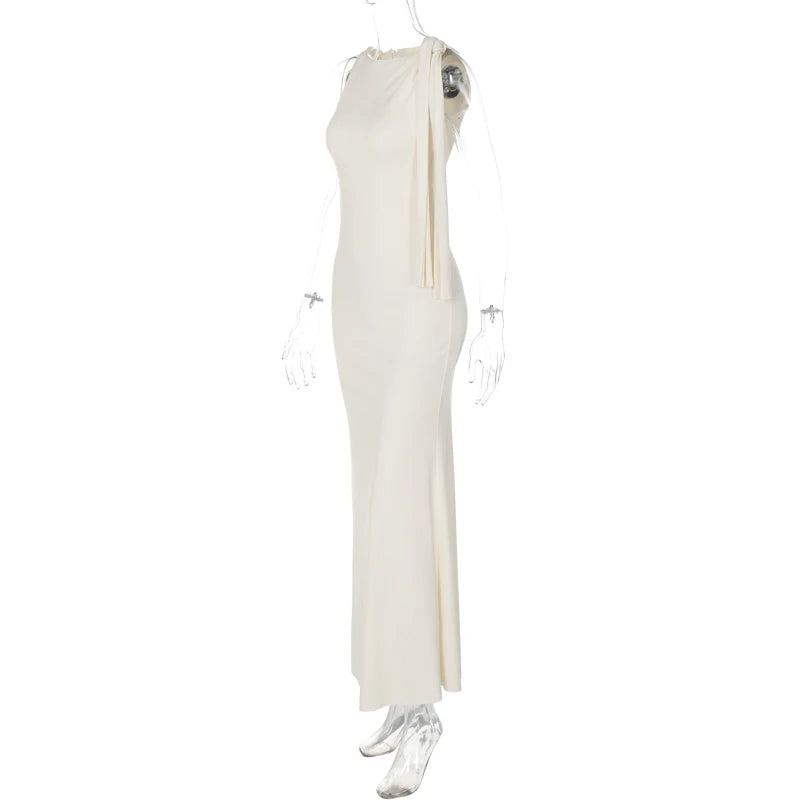 Vestido Longo e Justo, com Decote Redondo, Sem Mangas, Sexy e Elegante