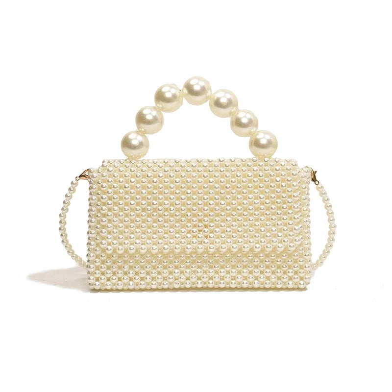 Mala de Ombro com Corrente de Pérolas, Estilo Elegante