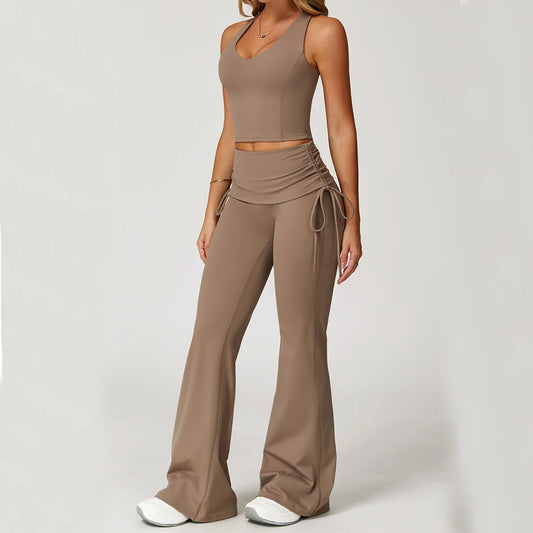 Conjunto de Yoga 2 Peças com Leggings de Cintura Alta, Sutiã Desportivo