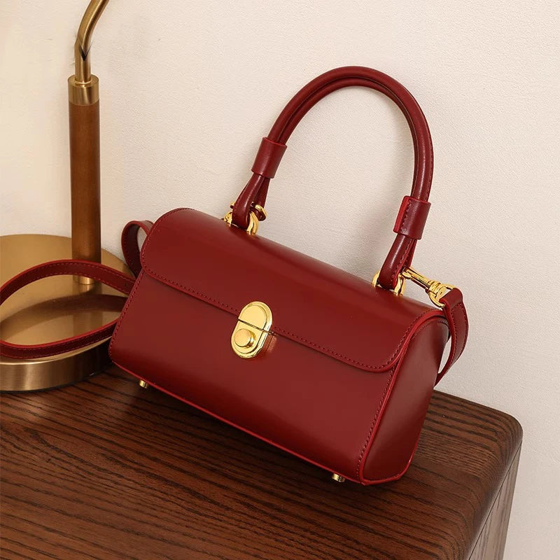 Mala Vermelha de Ombro, Estilo Coreano, Elegante e Retrô