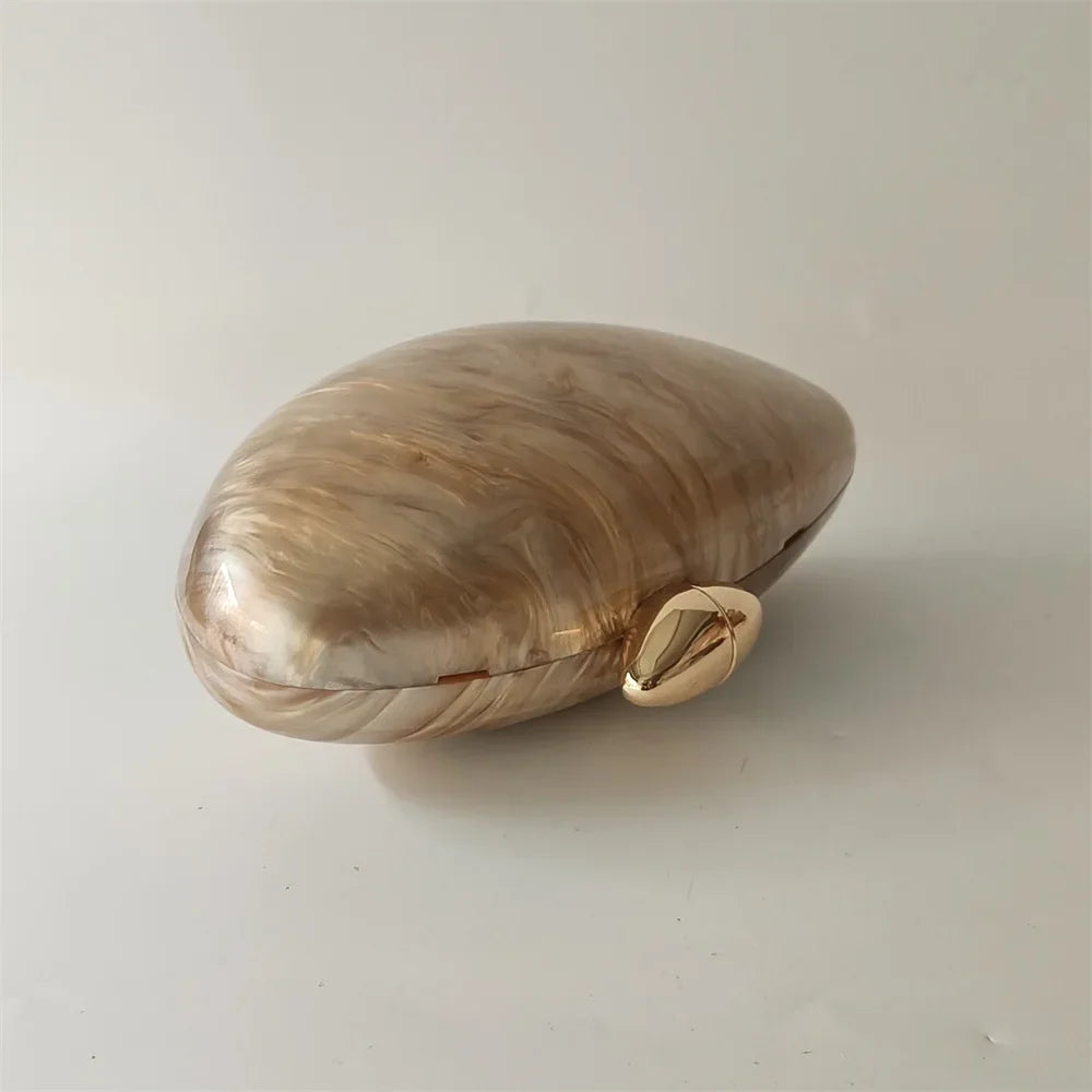 Bolsa de Acrílico com Efeito Mármore Pérolado, Estilo Elegante