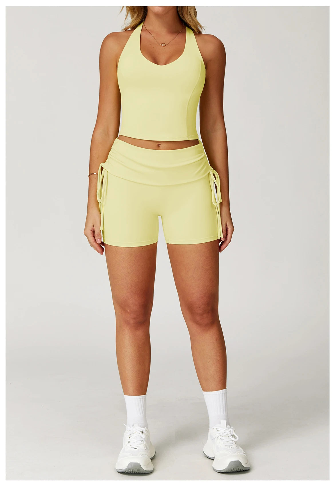Conjunto de Yoga 2 Peças com Leggings de Cintura Alta, Sutiã Desportivo