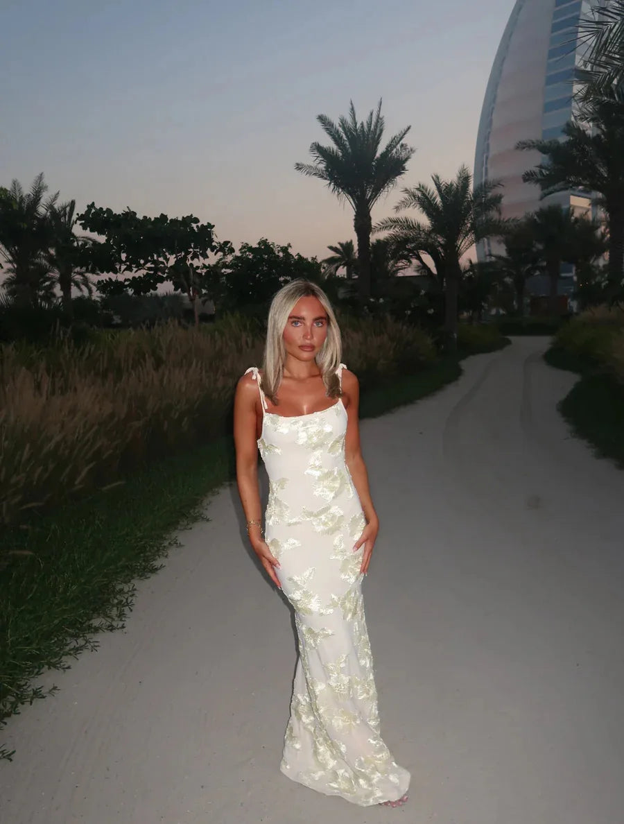 Vestido Longo Florido e Fofo, Alças Finas