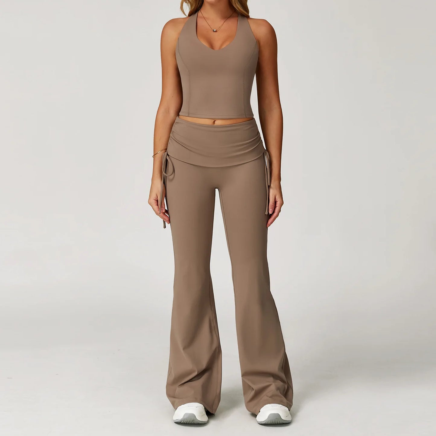 Conjunto de Yoga 2 Peças com Leggings de Cintura Alta, Sutiã Desportivo