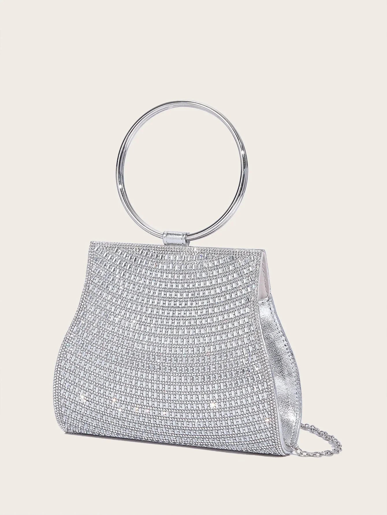 Mala com Alça de Corrente, Bolsa de Ombro Brilhante