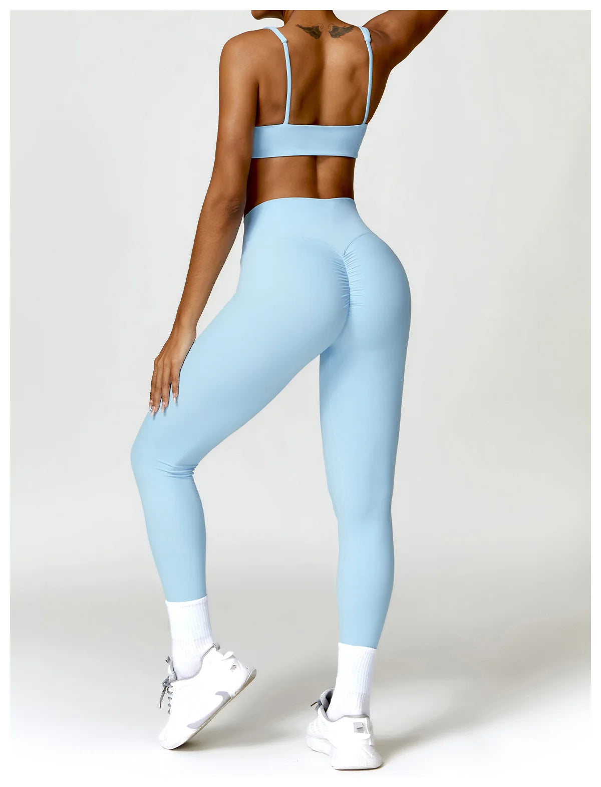 Fato de Treino  2 Peças com Leggings de Ginásio, Top Curto de Manga Comprida