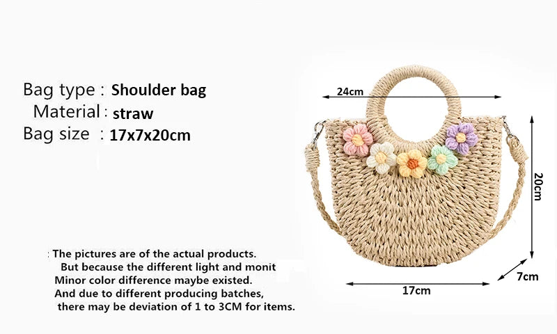 Bolsas de Palha Femininos Verão Feito à Mão Bolsa de Vime