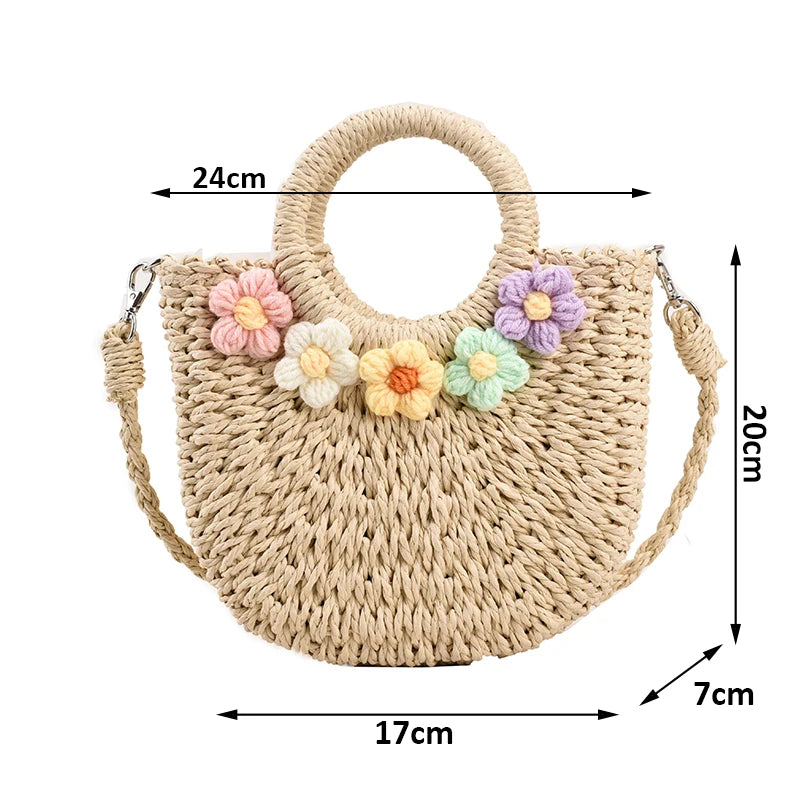 Bolsas de Palha Femininos Verão Feito à Mão Bolsa de Vime