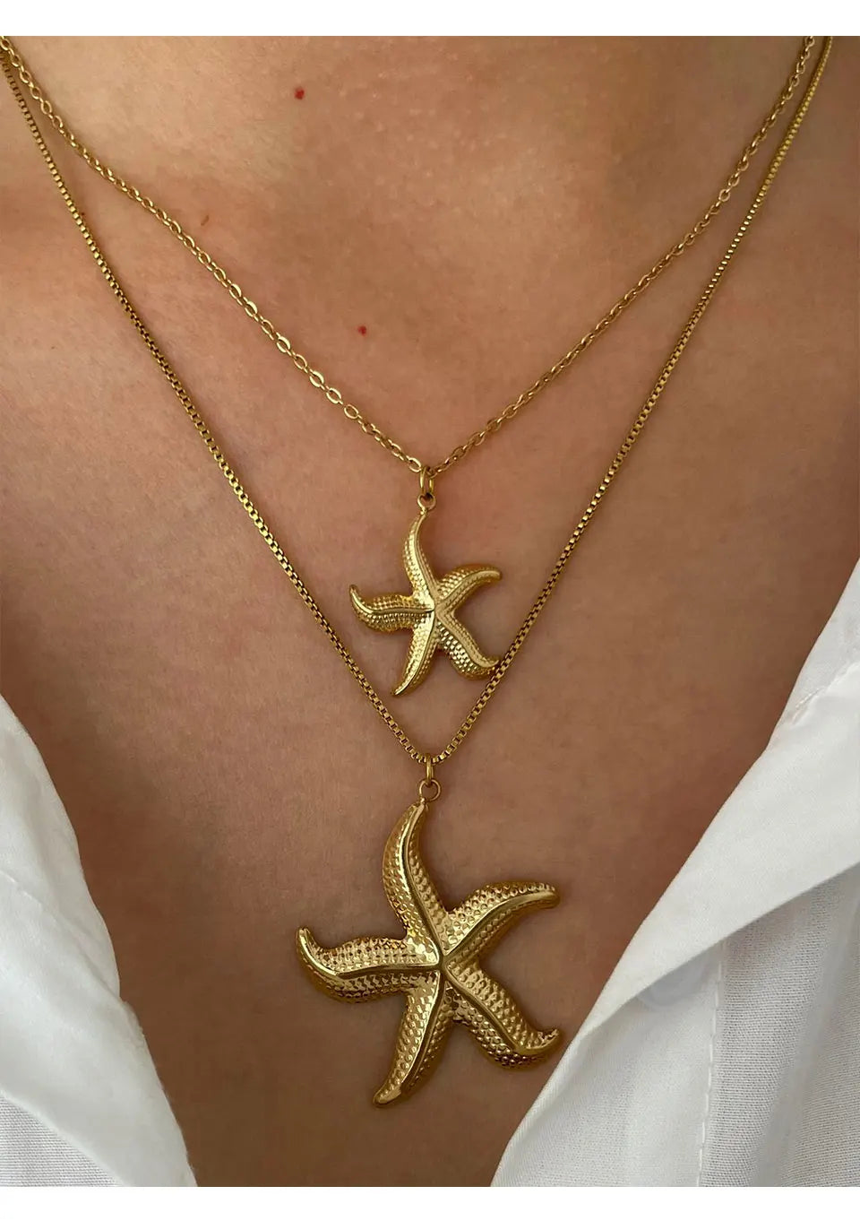 Colar com Pingentes de Estrela-do-mar Dourado